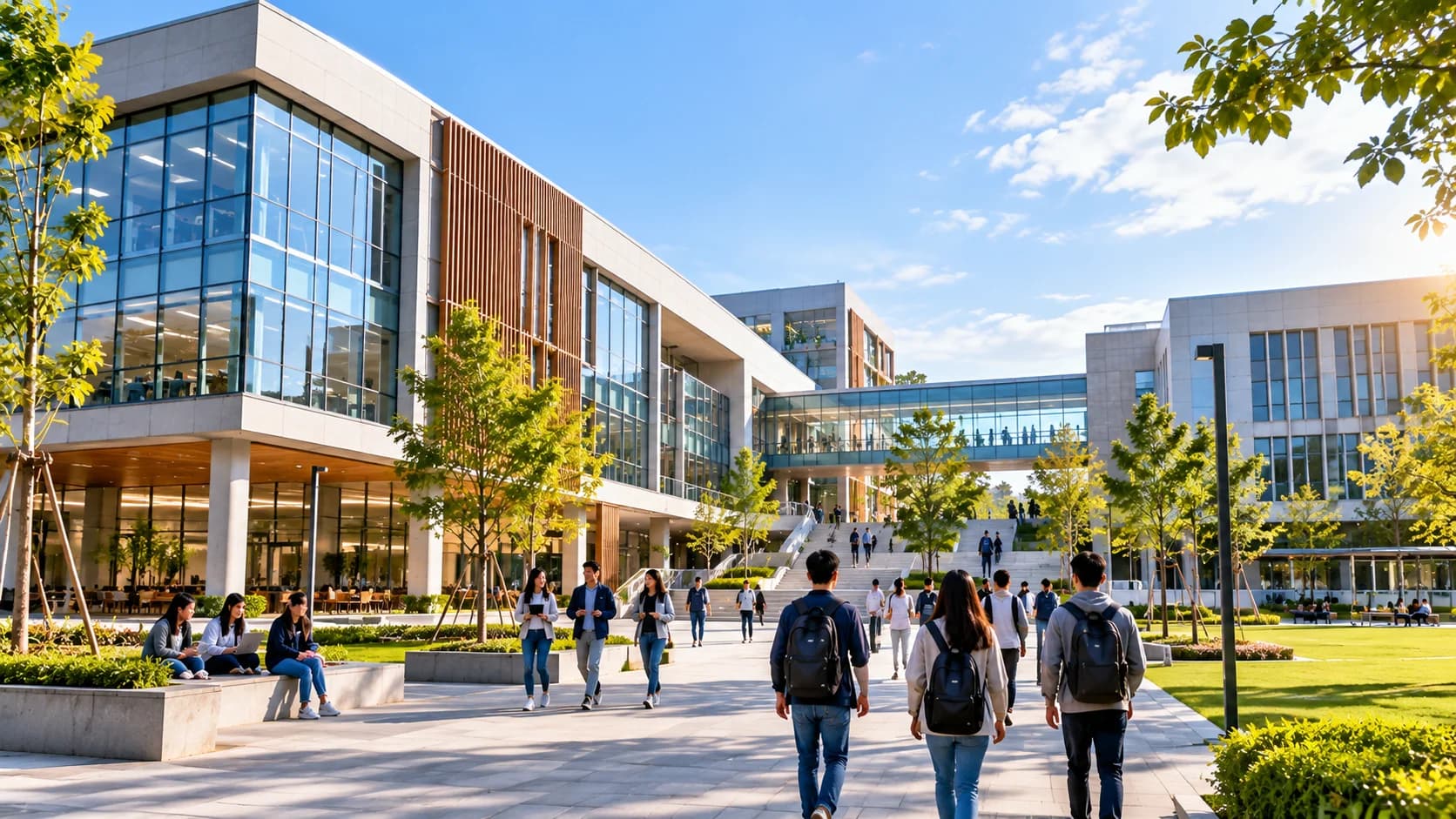 Modern educational institution with faculty, students, learning facilities, and organized academic activities.